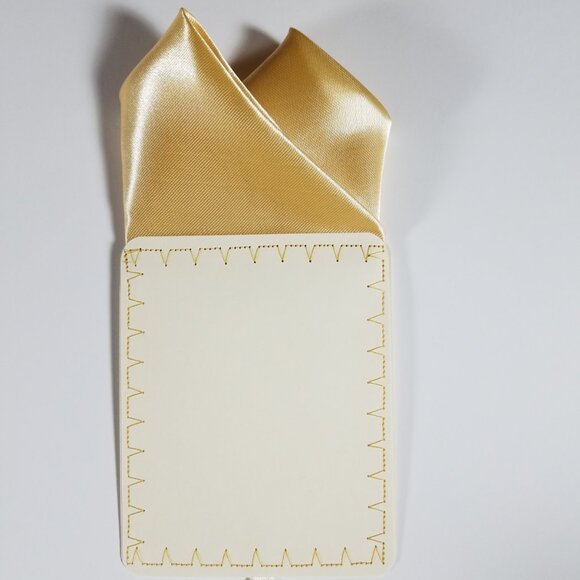New - Men's 2 PT. Light Gold Satin Pre-Folded Pocket Square Insert - Picture 2 of 5